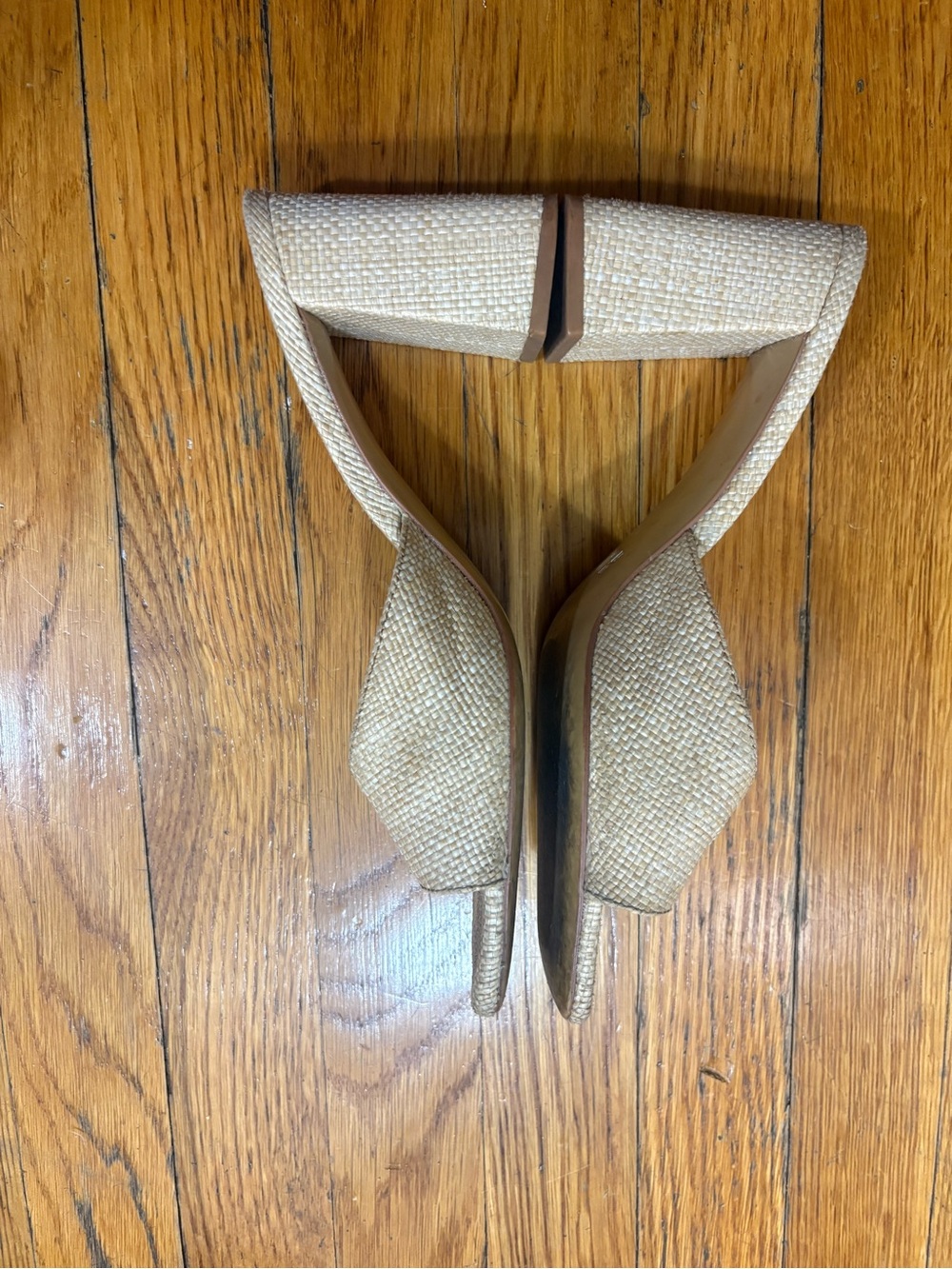 H&M Natural Raffia Open-Toe Block Heel Mules - Picture 8 of 8